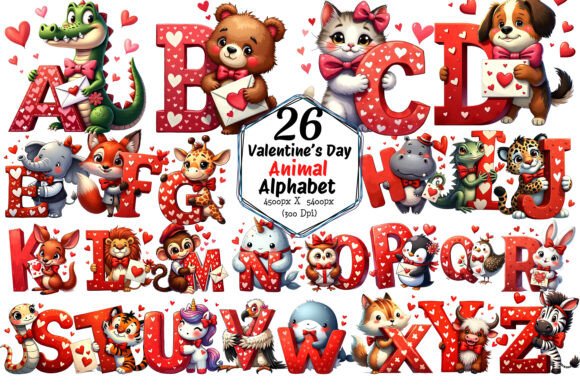 Adorable Alphabet Art: The Cute Valentine's Day Animal Alphabet Bundle