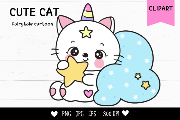Adorable Cat Unicorn Clipart: The Kawaii Asset for Any Project