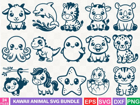 Adorable Design Assets: The Kawaii Animal SVG Bundle