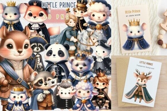 Adorable Prince Animal Illustration: Royalty Meets Whimsy