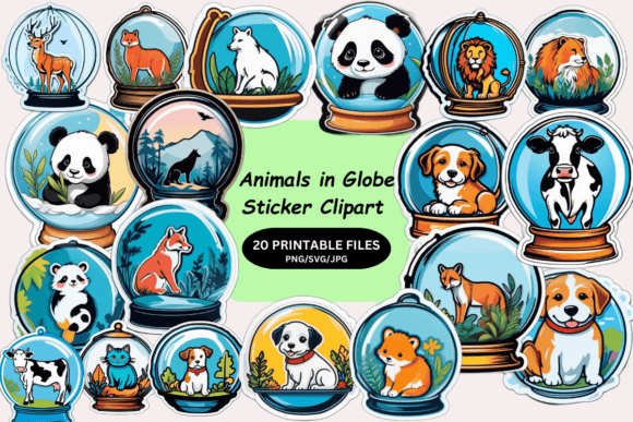 Animal in Globe Sticker Clipart: A Designer's Guide to Whimsical Projects