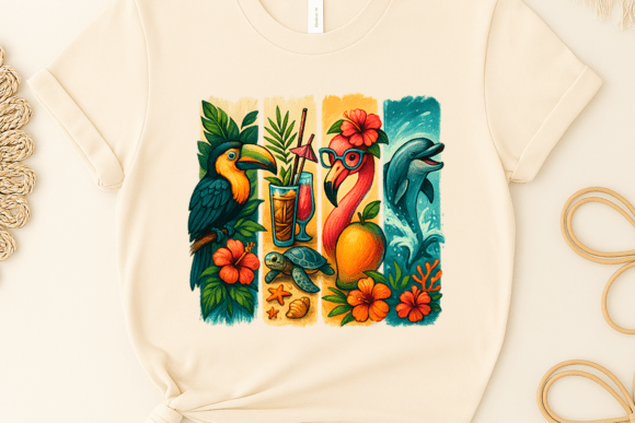 Beach Animal Summer Beach T-shirt Png: Vibrant Design Assets