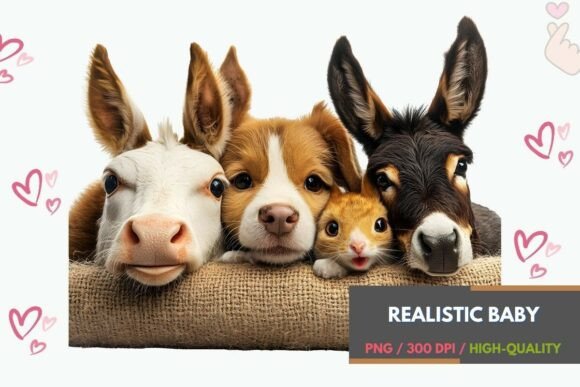 Bring Smiles to Your Projects with Realistic Baby Animal PNG Art