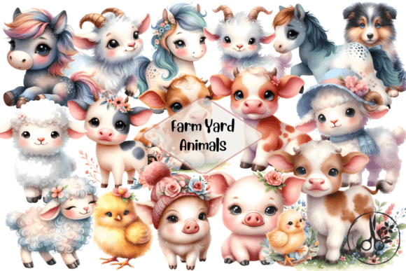 Charming Farm Yard Animal Clip Art for Creative Projects