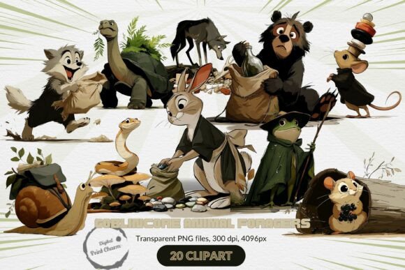 Earthy Enchantment: Unpacking the Goblincore Animal Foragers Clipart
