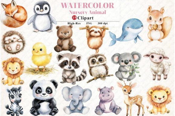 Nursery Animal Clipart: A Versatile Collection for Creative Projects