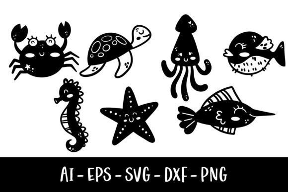 Sea Animal Doodles: A Playful Asset for Creative Projects