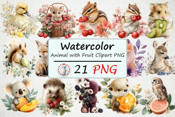 Whimsical Animal with Fruit Clipart PNG: A Designer's Delight