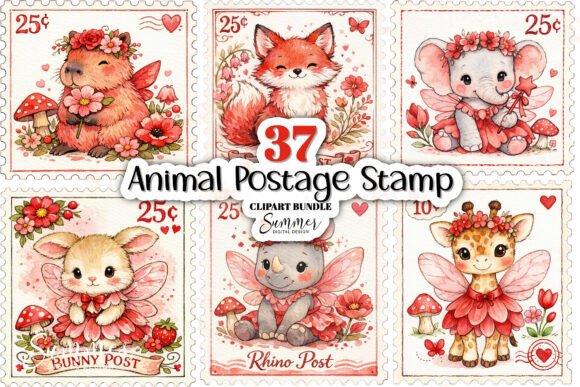 Whimsical Nursery Decor with Watercolor Baby Animal Fairies Stamps
