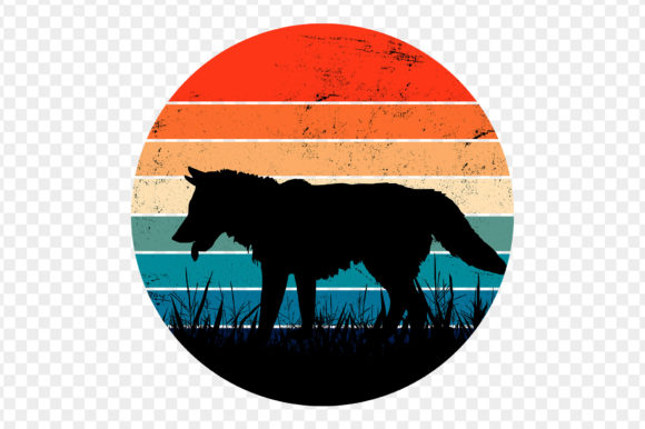 Wolf Wild Animal Silhouette Retro Sunset: A Bold Design Asset