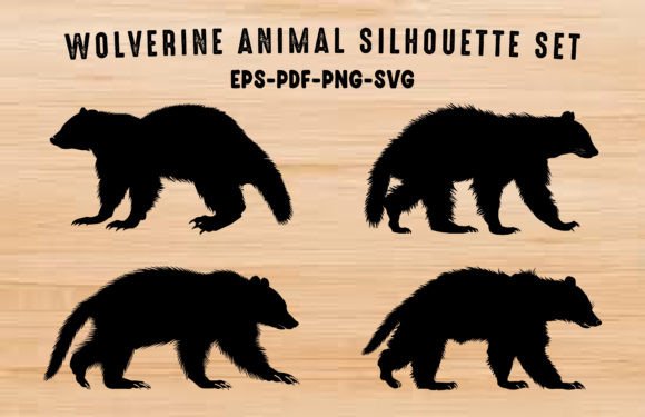 Wolverine Animal Silhouette Clipart Set: Design Assets for Impact